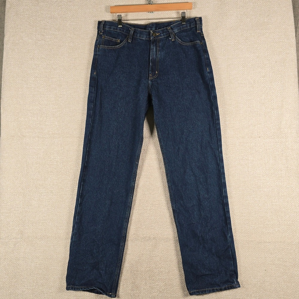 Rugged Wear Mens Dark Wash Straight Leg‎ Denim Jeans 36x34 Blue 100% Cotton